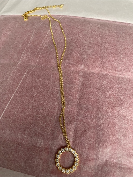 kate spade Jewelry - kate spade Gold Crystal Circle Pendant Necklace NWOT